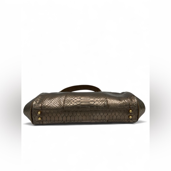 Via Spiga Embossed Metallic Leather Kiss-lock Purse / Top handle Bag
